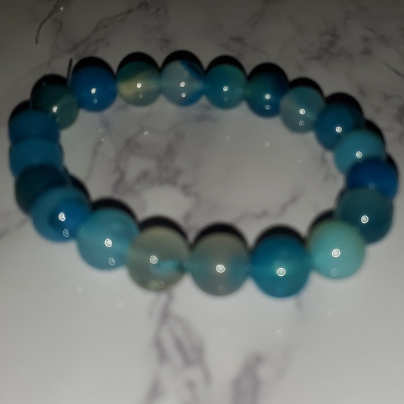 Blue Glass Handmade Stretch Bracelet - Picture 3 of 5